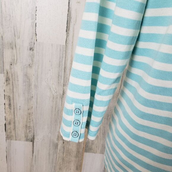 Talbots Striped Button Sleeve Top Sz X - Picture 4 of 6